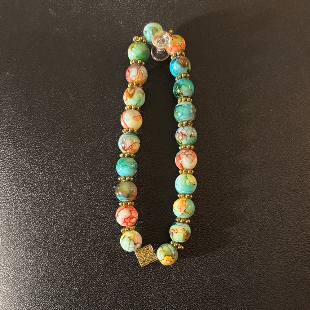Turquoise and Coral Beaded Bracelet
